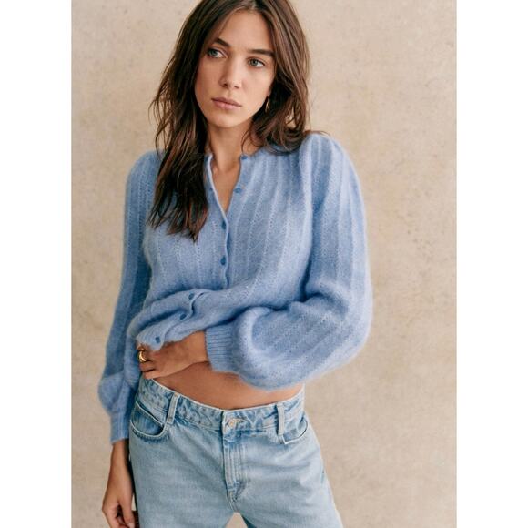 Sezane Sweaters - La Maille Sezane Amance Cardigan in Light Blue Size M NWT✨